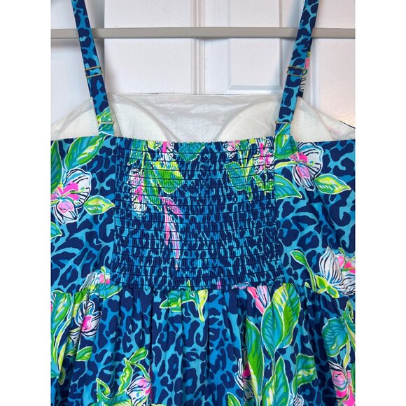 Lilly Pulitzer Women's Blue Floral Tropical Leopard Print Fit & Flare Sundress 4 - Picture 5 of 12